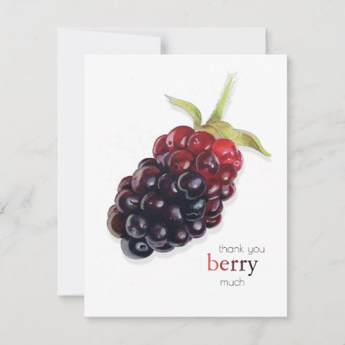 Realistic Watercolor Blackberry Thank You Card
