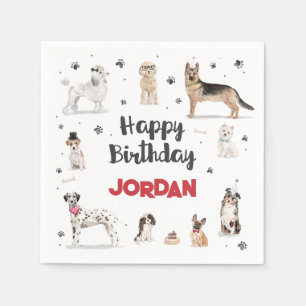 Realistic Watercolor Dogs Birthday Party, Any Age Napkins