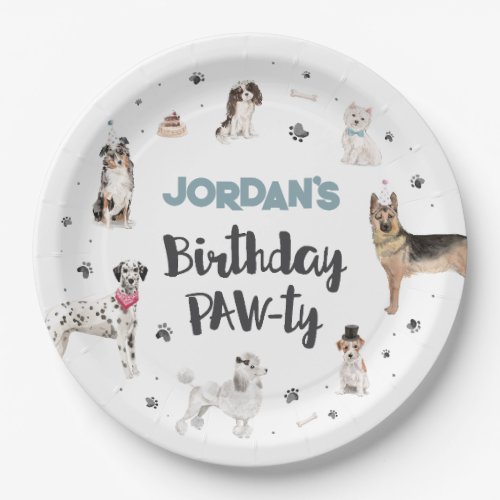 Realistic Watercolor Dogs Birthday Party Any Age Paper Plates