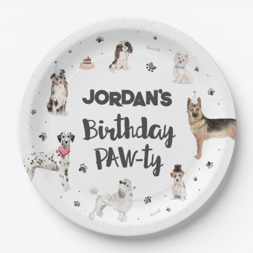 Realistic Watercolor Dogs Birthday Party Any Age  Paper Plates