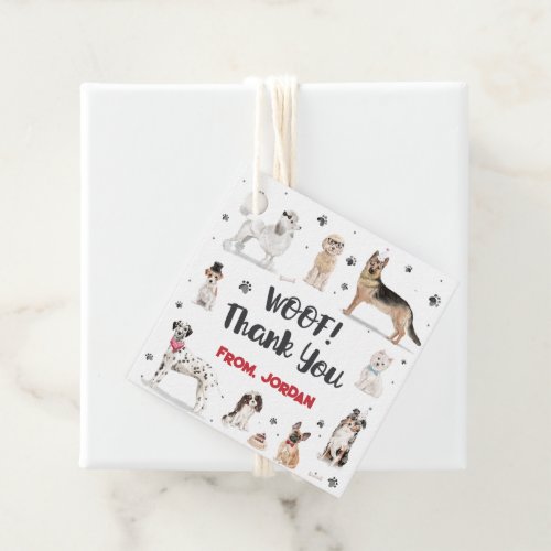 Realistic Watercolor Dogs Birthday Party Thank You Favor Tags