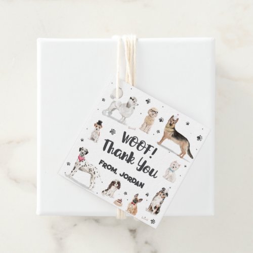 Realistic Watercolor Dogs Birthday Party Thank You Favor Tags