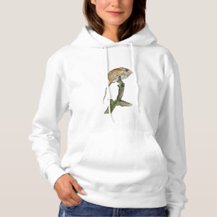Realistic watercolor mouse in a tree hoodie