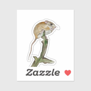 Realistic watercolor mouse in a tree sticker