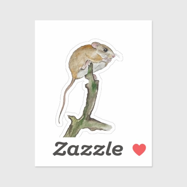 Realistic watercolor mouse in a tree sticker (Sheet)