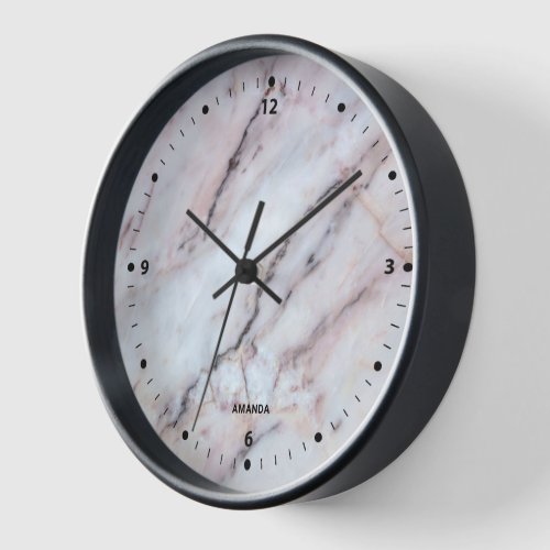 Realistic white and rose gold marble texture clock