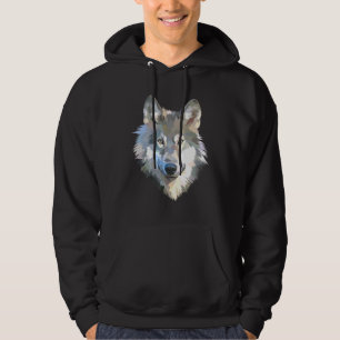 Realistic white wolf realistic animal print with c hoodie