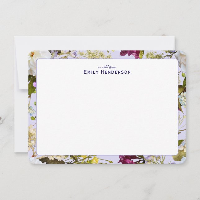 Realistic Wildflower Floral Print Frame  Note Card (Front)