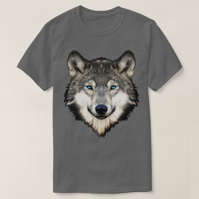 Realistic Wolf Face T-Shirt (Design Front)
