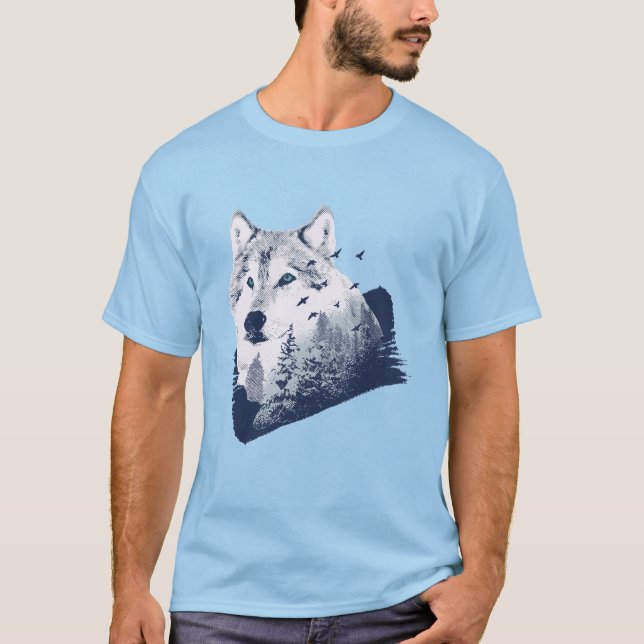 Realistic Wolf Forest T-Shirt (Front)