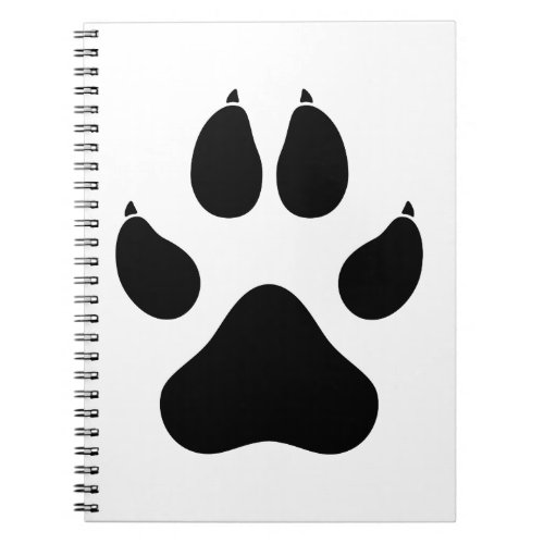 Realistic Wolf Paw Print _ Black Notebook