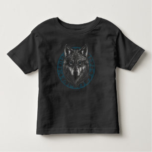realistic wolf with glowing blue eyes toddler t-shirt