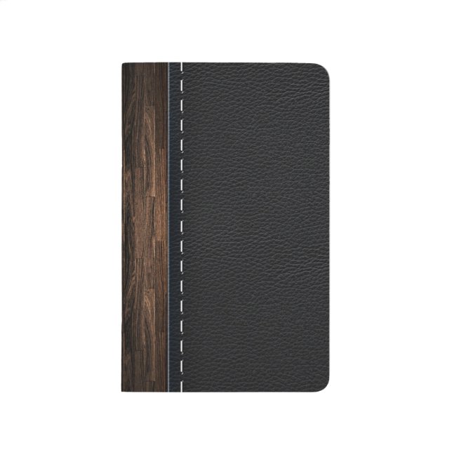 Realistic Wood and Stitched Leather Texture Journal (Front)