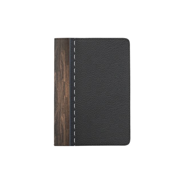 Realistic Wood and Stitched Leather Texture Passport Holder (Front)