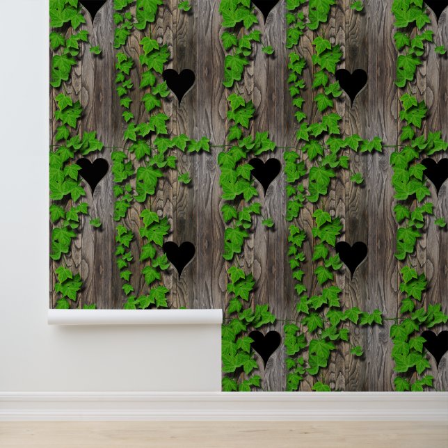Realistic Wood Grain Ivy covered Wooden Wall (Application)