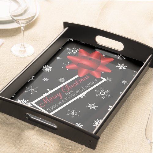 Realistic Wrapped Christmas Gift Personalized Serving Tray