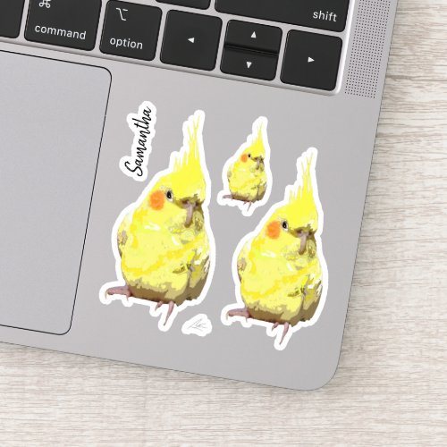 Realistic Yellow Cockatiel Painting Customized Sticker