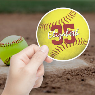 Realistic yellow girl's softball custom-Cut Sticker