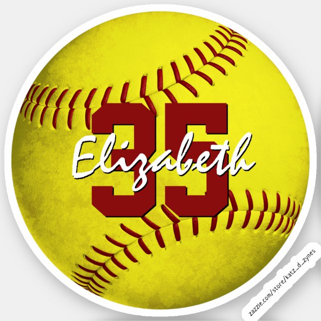 Realistic yellow girl's softball custom-Cut  Sticker (Front)