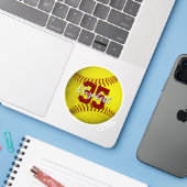 Realistic yellow girl's softball custom-Cut  Sticker (Laptop w/ iPhone)