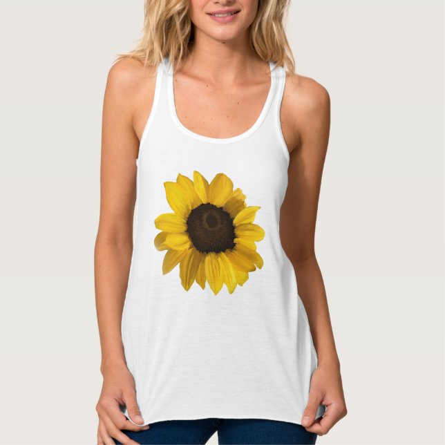 Realistic yellow sunflower painting tank top (Front)
