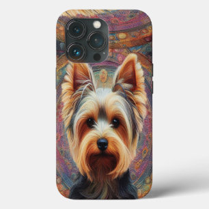 Realistic Yorkshire Terrier Dog Colorful Border iPhone 13 Pro Case