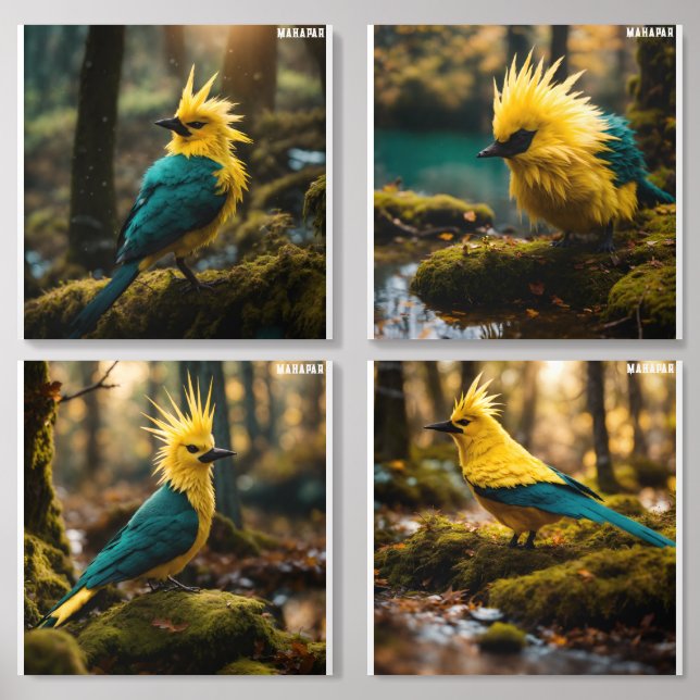 Realistic Zapdos in Forest Lake Acrylic Photo Tile (Front Set)