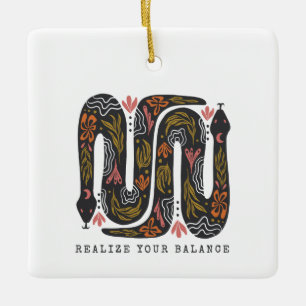 Realize Your Balance Floral Snakes Ceramic Ornament