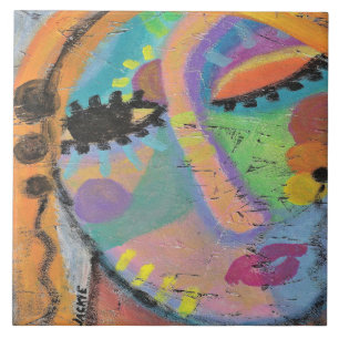 Really? Abstract Acrylic Portrait of a Woman  Ceramic Tile