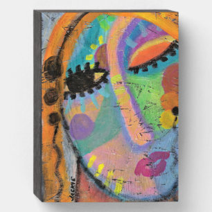 Really? Abstract Acrylic Portrait of a Woman  Wooden Box Sign