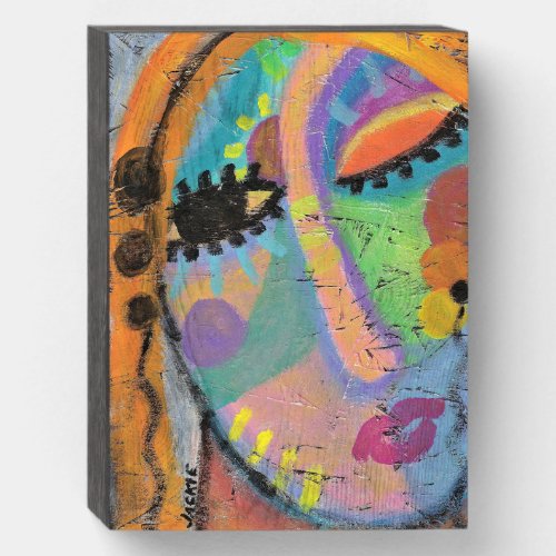 Really Abstract Acrylic Portrait of a Woman  Wooden Box Sign