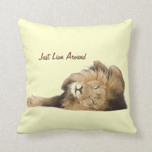Really Big Cat Just "Lion" Around Throw Pillow