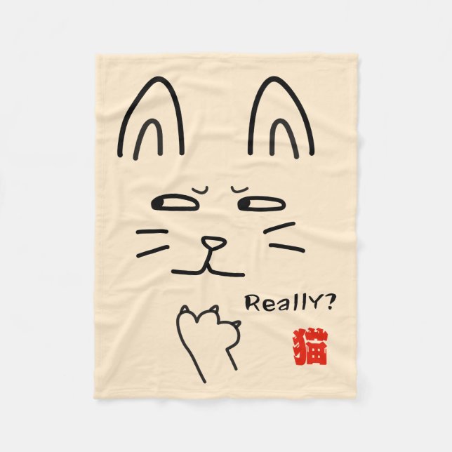 Really? Cat Fleece Blanket (Front)