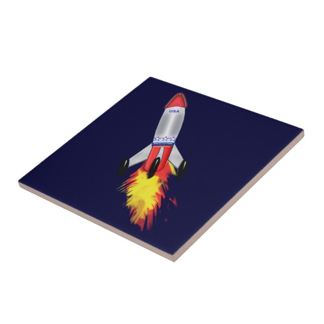 Really Cool Rocket Ceramic Tile (Side)