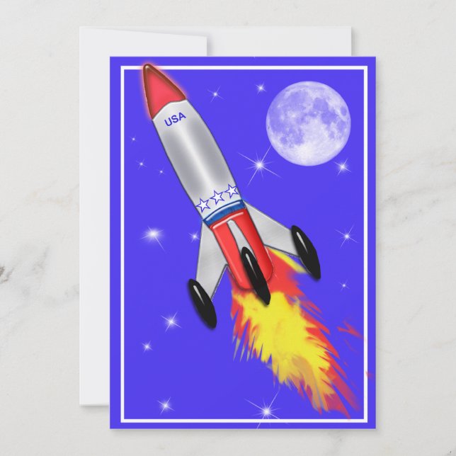 Really Cool Rocket in Space Invitation (Front)