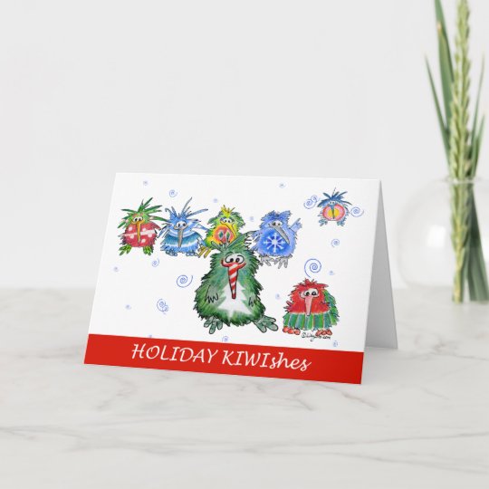 really cute kiwi cartoon holiday card zazzle