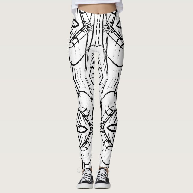 Really fun, slimming, abstract  B&W leggings! Leggings (Front)