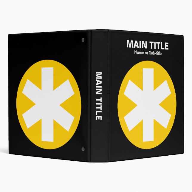 Really Important Asterisk - Amber with Black 3 Ring Binder (Background)