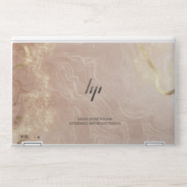 Really Important Faux Marble Custom Name HP Laptop Skin (Front)