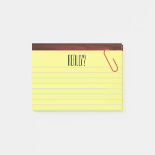 "Really?" Legal Pad On Desktop Funny 4X3 Post-it Notes