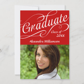 Really Red W/Swirly Script Celebrate Graduation Invitation