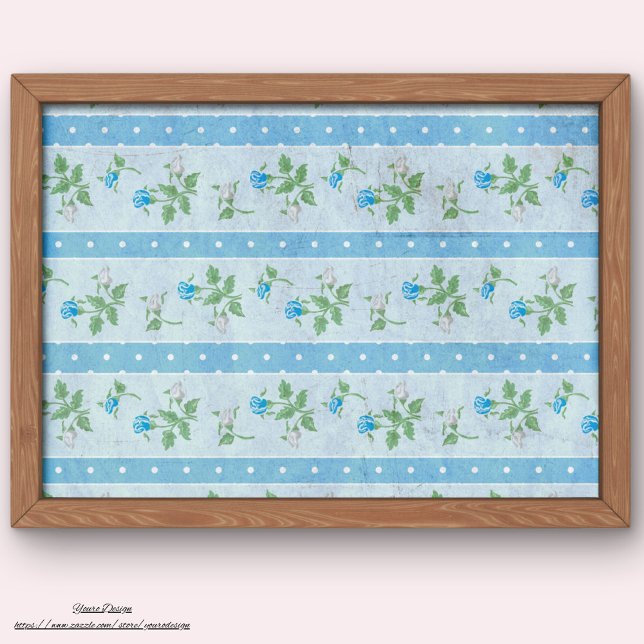 Really rustic and grunge flourish Blue Decoupage Tissue Paper (Creator Uploaded)