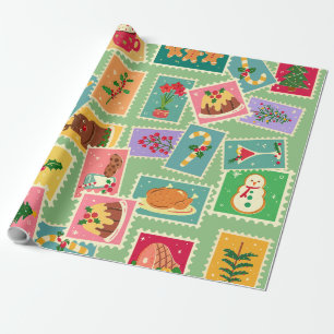 Really rustic retro Christmas gingerbread Tree Wrapping Paper