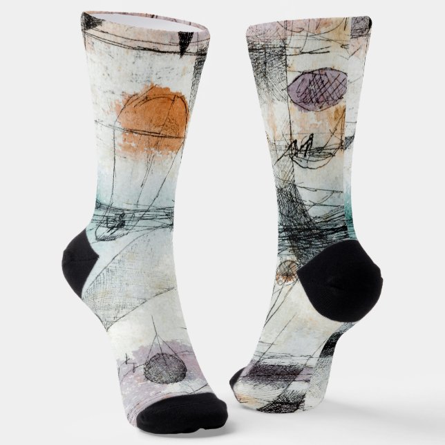 Realm of Air Paul Klee Abstract Expressionist Socks (Angled)