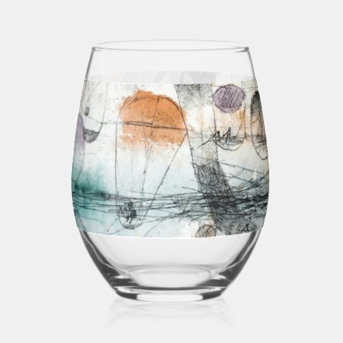 Realm of Air Paul Klee Abstract Expressionist Stemless Wine Glass