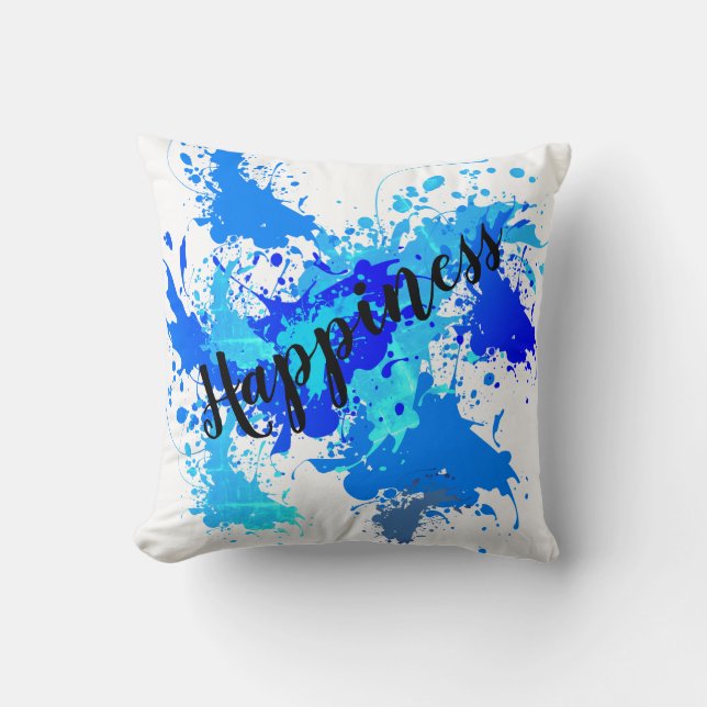 Realm of Blue Splash in Minimalism style Throw Pillow (Front)
