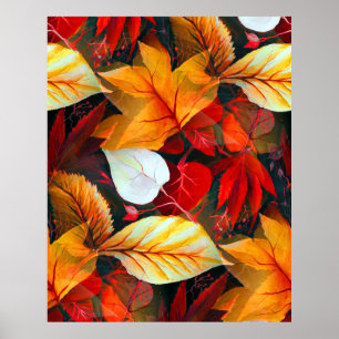 Realm of Foliage Autum Maple Leaves in Warm Colors Poster