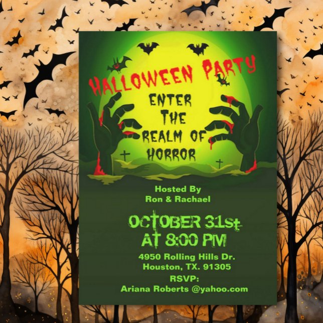 Realm of Horror Bloody HandsHalloween Invitation (Creator Uploaded)