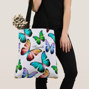 Realm of Rainbow Morpho Blue Butterflies Tote Bag