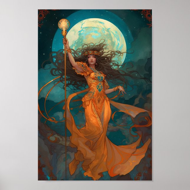 Realm Walkers: "Elemental Sorceress" fantasy art  Poster (Front)